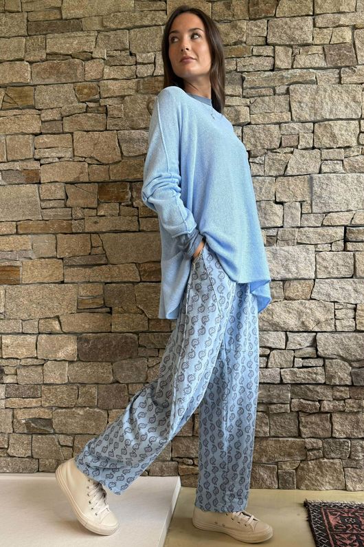 Conrad Slouch Cotton Knit Baby Blue